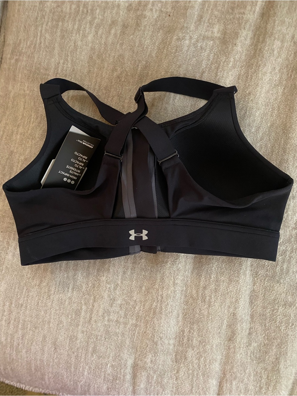 Under Armour Black Support Run Sports Bra with Reflective Logo